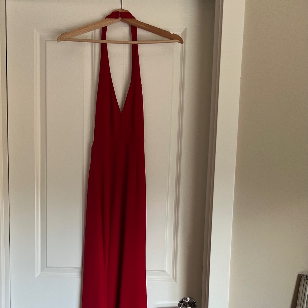 Red Halter Maxi Dress